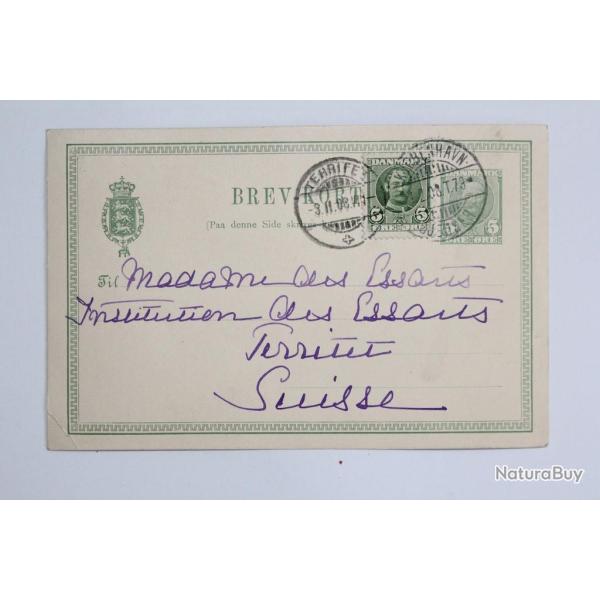 Entier postal Danemark 1908 cachet terrife