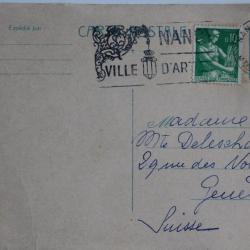 entier postal type semeuse avec cachet Nancy ville d'art 1960