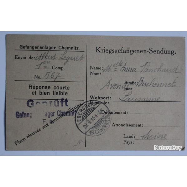 CPA prisonnier de guerre Ebersdorf Allemagne 1915