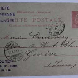 Entier postal France 1901 cachet soci&eacute;t&eacute; d'&eacute;change