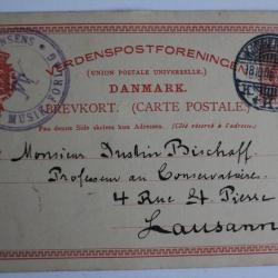 CPA entier postale Danmark 1906 cachet Wilhelm Hansens