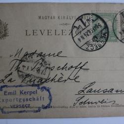 Entier postal Hongrie 1924 cachet exportation Emil Kerpel