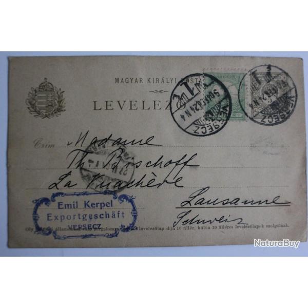 Entier postal Hongrie 1924 cachet exportation Emil Kerpel