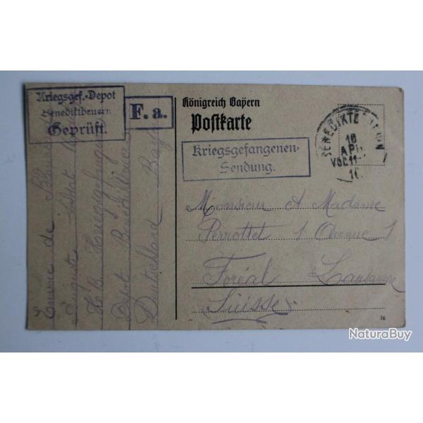 CPA Poftkarte Allemagne kriegsgefangenen-Sendung 1916