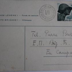 Entier Postal Brigade légère cachet CP.cyclistes 1940