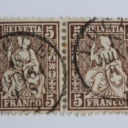 Timbres Suisse 5 Rp Helvétie assise 1881