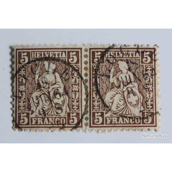 Timbres Suisse 5 Rp Helv�tie assise 1881