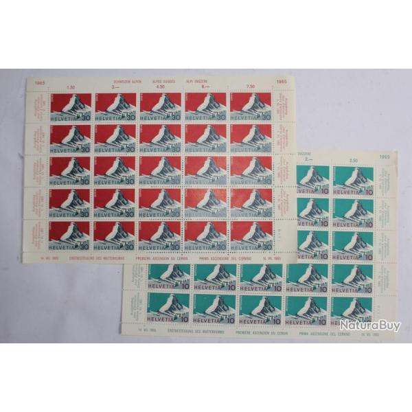 Planches timbres �mission sp�ciale Alpes Suisses 1965