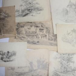 Dessins originaux Fran&ccedil;ois DIDAY ou Alexandre CALAME