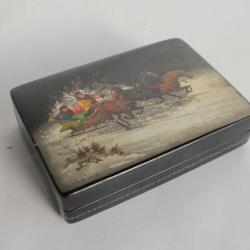 Boîte laquée Russe Fedoskino 1963 Troïka