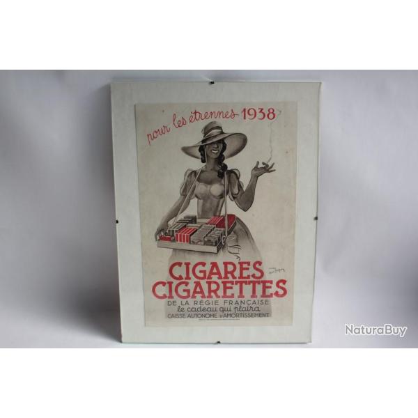 Affiche publicitaire cigarettes de la r�gie fran�aise 1938
