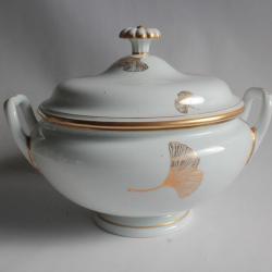 MEISSEN Soupi&egrave;re porcelaine Ginkgo