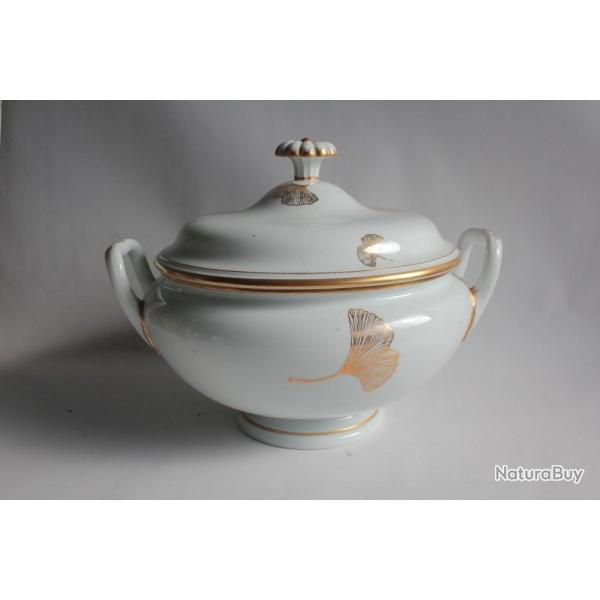 MEISSEN Soupi�re porcelaine Ginkgo