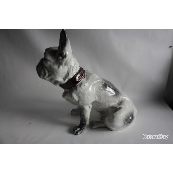 Ancien Chien Bouledogue terre cuite Bavent Normandie