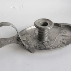 Bougeoir &agrave; main &eacute;tain Kaiserzinn 4018 art nouveau