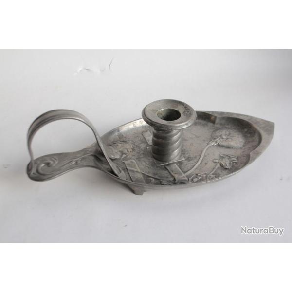 Bougeoir � main �tain Kaiserzinn 4018 art nouveau
