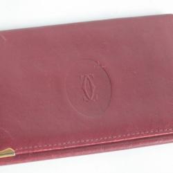CARTIER Portefeuille Porte-cartes cuir bordeaux