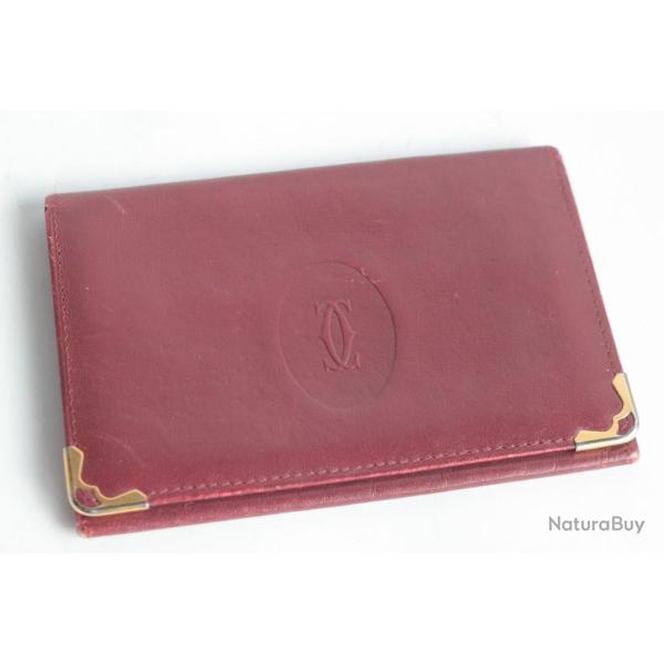 CARTIER Portefeuille Porte-cartes cuir bordeaux