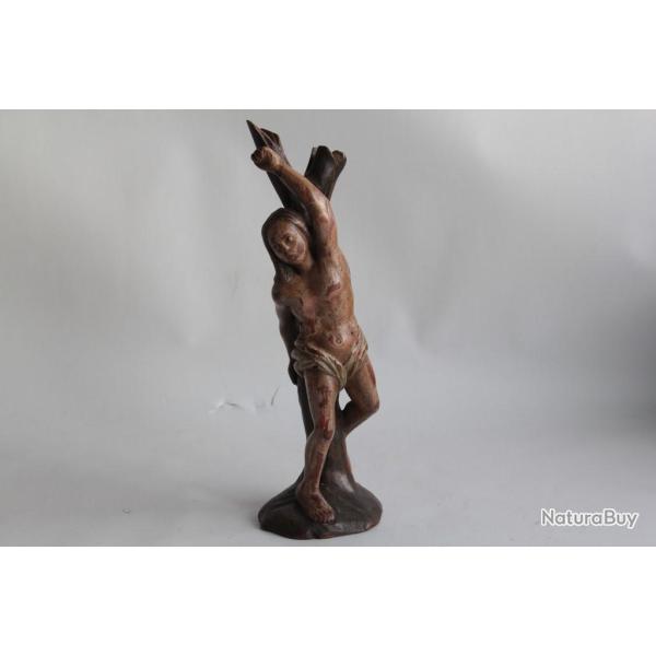 Sculpture Saint S�bastien bois polychrome Espagne XVIIIe si�cle