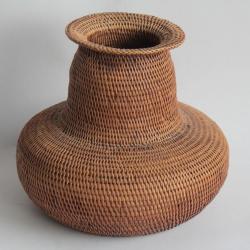 Ancien vase vannerie Chine panier tress&eacute;