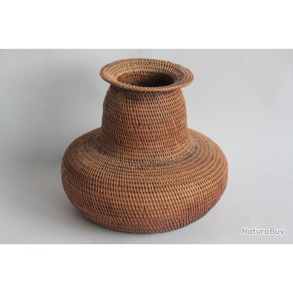 Ancien vase vannerie Chine panier tress�