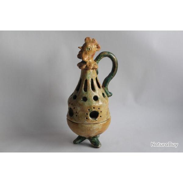 Photophore Br�le-encens zoomorphe c�ramique Coq