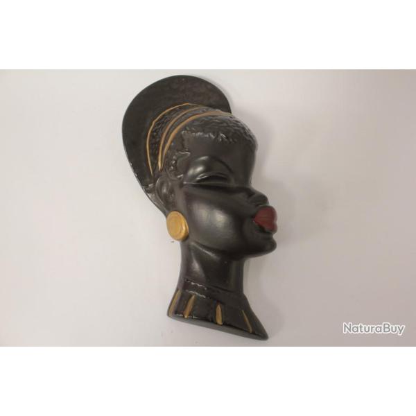 Masque murale c�ramique femme africaine