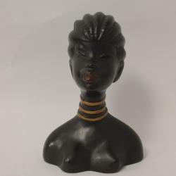 Sculpture c&eacute;ramique buste femme africaine