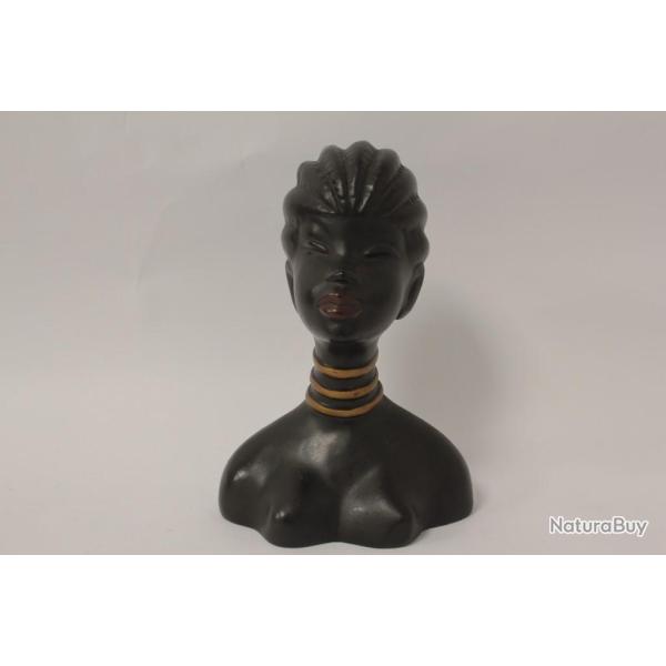 Sculpture c�ramique buste femme africaine