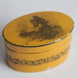 Petite boite t&ocirc;le lithographie Bateaux XIXe si&egrave;cle