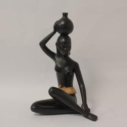 Sculpture c&eacute;ramique femme africaine Gmundner Keramik Autriche