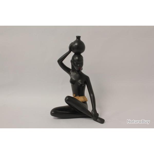 Sculpture c�ramique femme africaine Gmundner Keramik Autriche