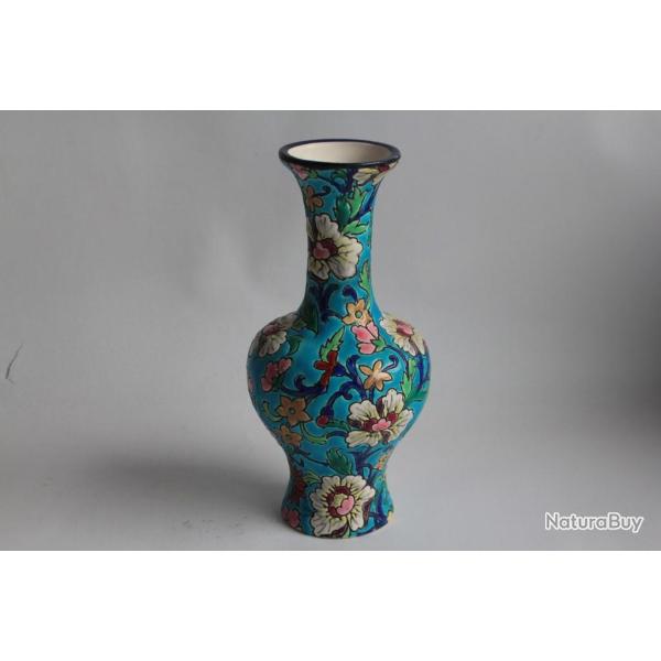 Vase soliflore c�ramique �maux de LONGWY