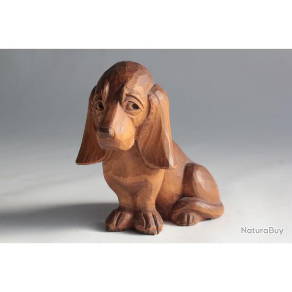 Chien basset bois sculpt� Art populaire Suisse Brienz