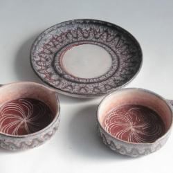 Jean AUSTRUY Assiette Po&ecirc;lons c&eacute;ramique Vallauris