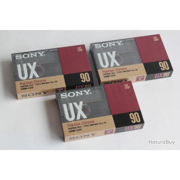 Lot 3 Cassettes UX 90 type II 2X 45 MIN SONY