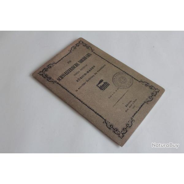 Carte ferroviaire r�impression Schweizerische Nordbahn Zurich Baden 1847