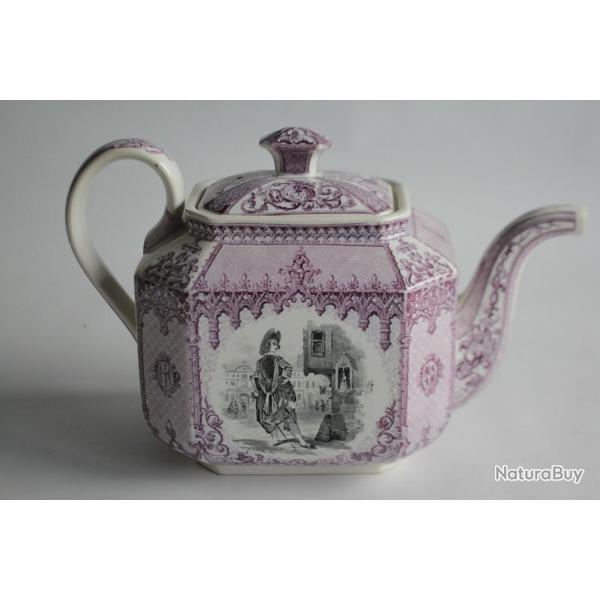 Ancienne Cafeti�re rectangulaire porcelaine Personnages illustres XIXe