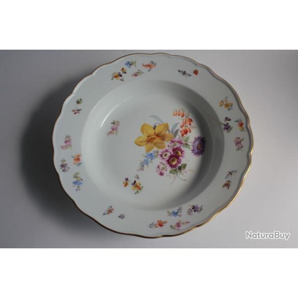 MEISSEN Assiette creuse porcelaine Fleurs Papillons XIXe si�cle