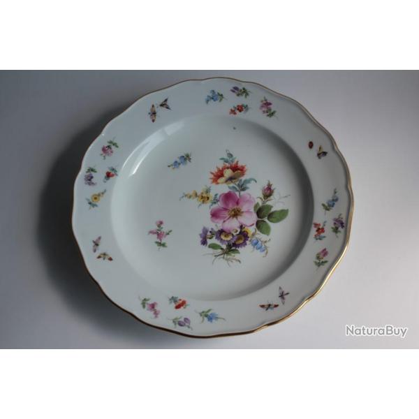 MEISSEN Assiette porcelaine Fleurs Papillons XIXe si�cle