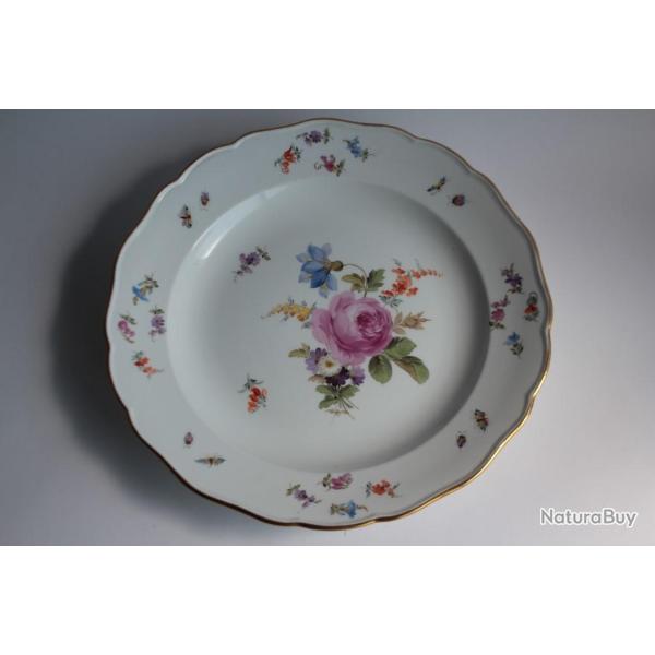 MEISSEN Assiette porcelaine Fleurs Papillons XIXe si�cle