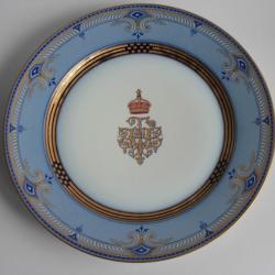 SEVRES Assiette porcelaine Prince h&eacute;ritier Fr&eacute;d&eacute;ric de Prusse Allemagne 1856