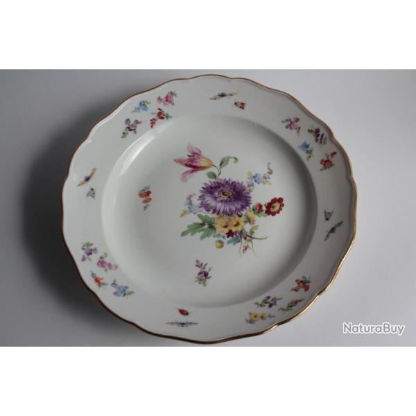 MEISSEN Assiette porcelaine Fleurs Papillons XIXe si�cle