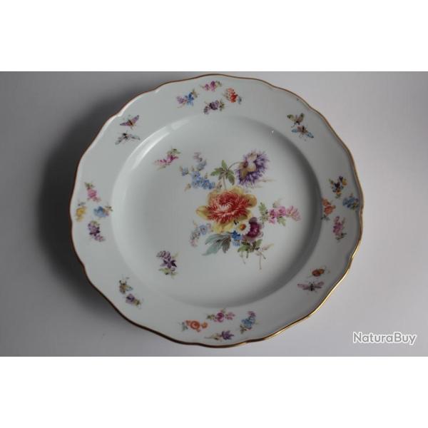 MEISSEN Assiette porcelaine Fleurs Papillons XIXe si�cle
