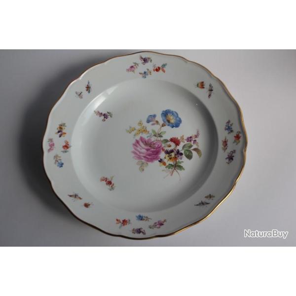 MEISSEN Assiette porcelaine Fleurs Papillons XIXe si�cle