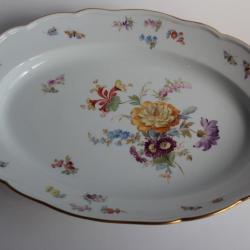 MEISSEN Plat porcelaine Fleurs Papillons XIXe si&egrave;cle