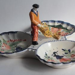 Plat mendiant P&ecirc;cheur fa&iuml;ence HB Quimper