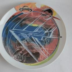 HANS ERNI Assiette Air Transport 1962 Le Cosmos