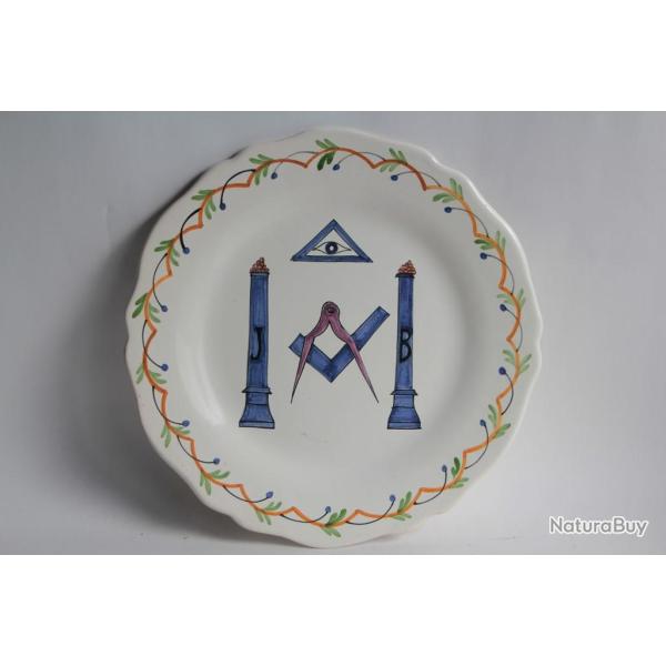 Assiette fa�ence Franc-ma�on