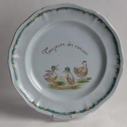 &Eacute;mile GALL&Eacute; Assiette fa&iuml;ence Canards Toujours des cancans